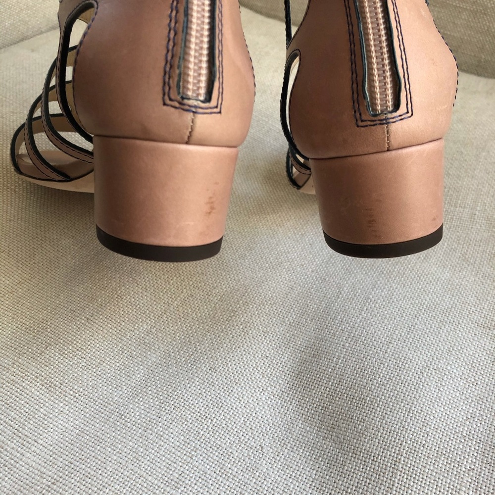 Jimmy Choo Sandals Caged Leather Ren Block Nude 6 - Picture 7 of 8
